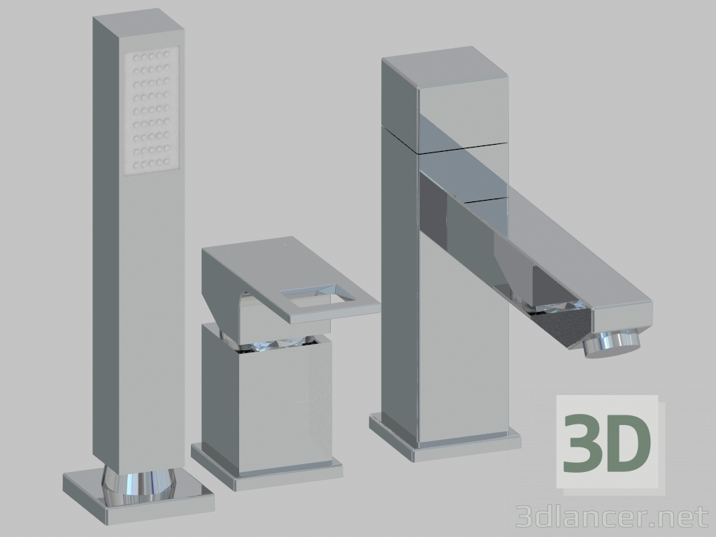 modello 3D Miscelatore vasca con tre fori Anemon (BCZ 013M) - anteprima