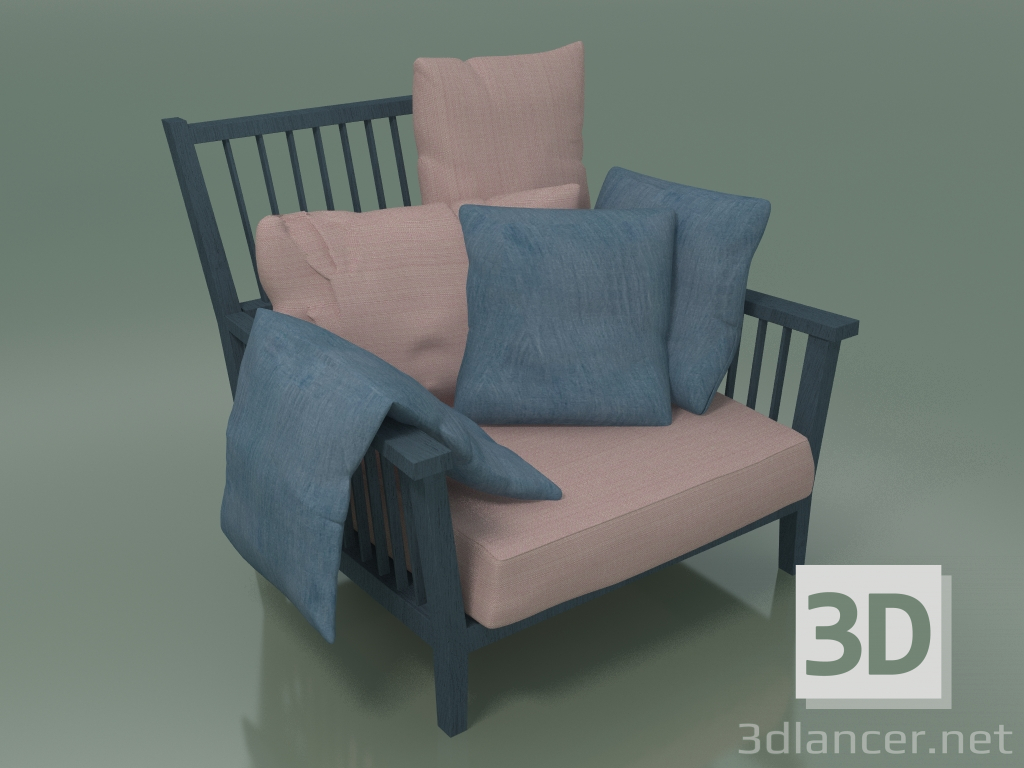 modèle 3D Chaise longue (01, bleu) - preview