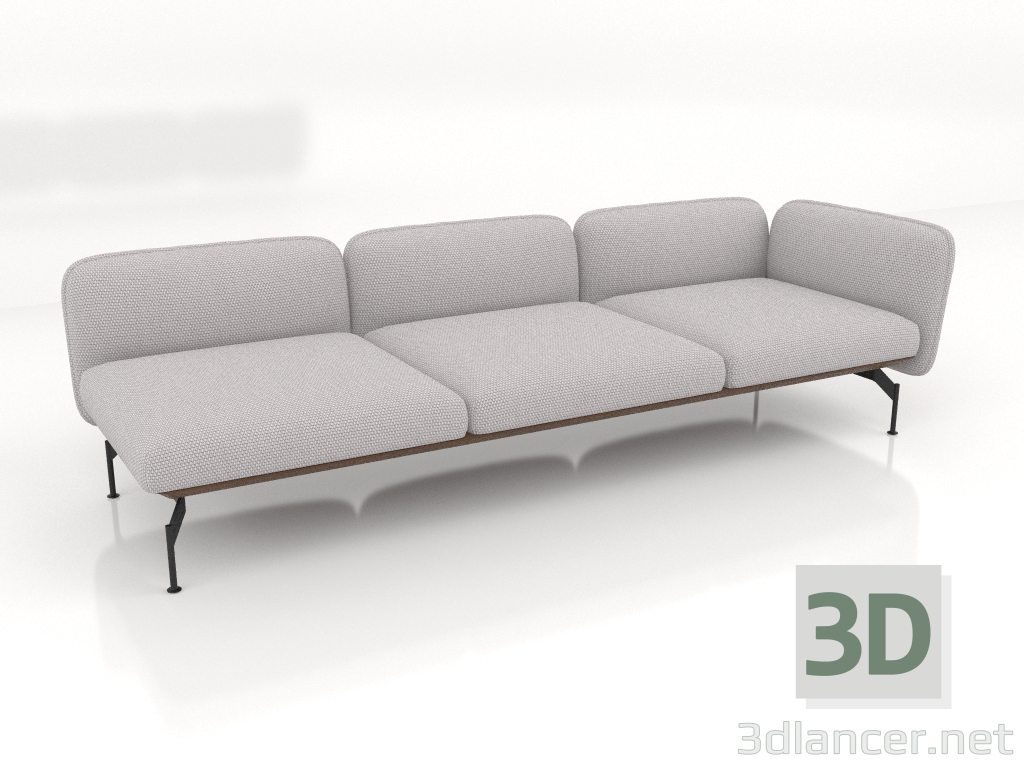 3d model 3-seater sofa module with armrest on the right (leather upholstery on the outside) - preview