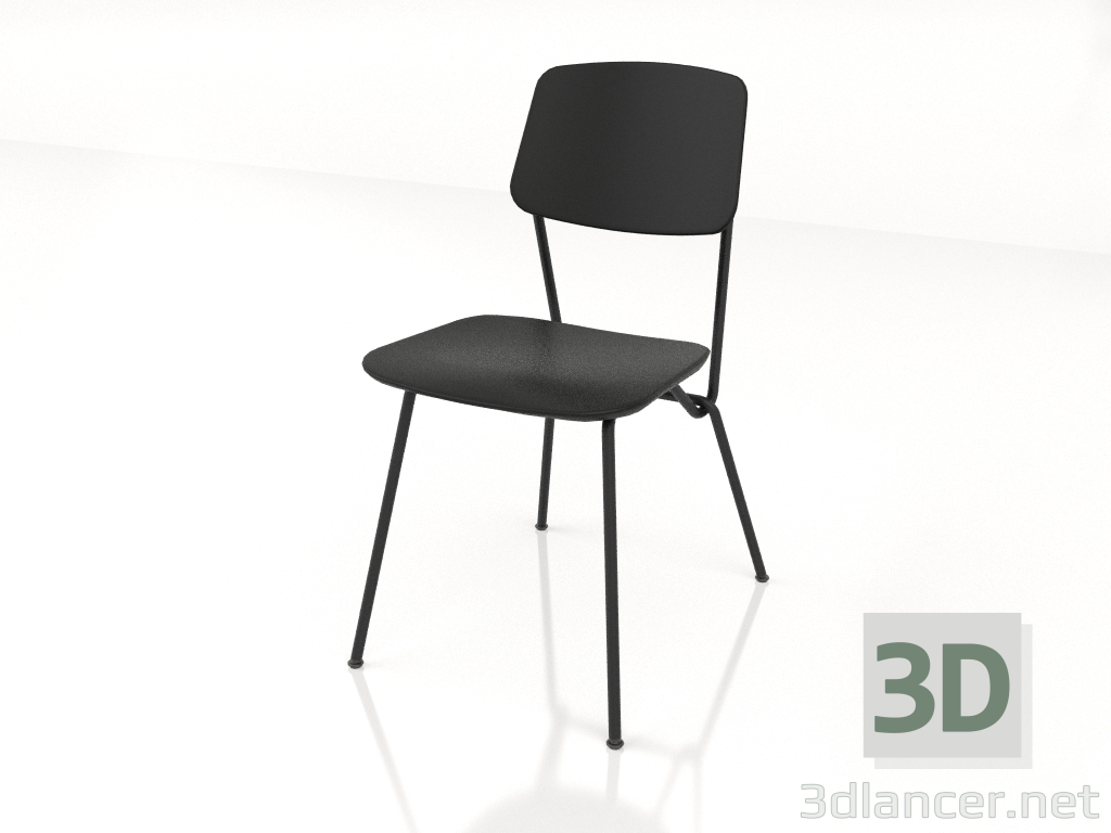 3d model Strain chair with plywood back h81 (black plywood) - preview