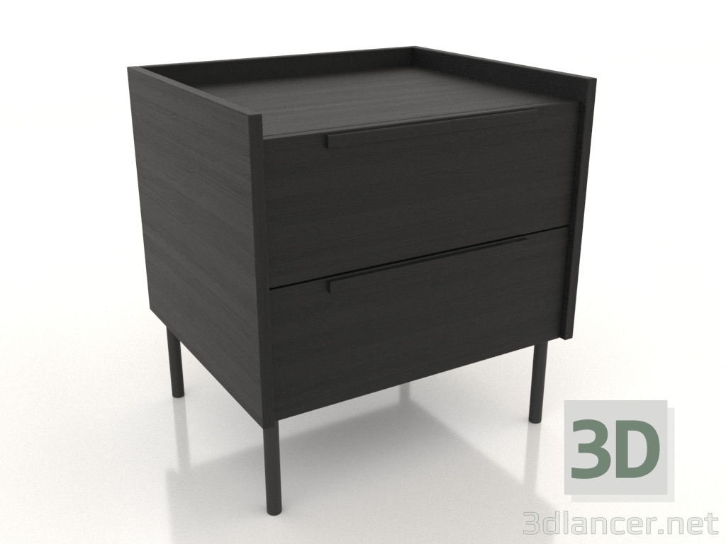 modello 3D Comodino STAND 2 500 mm (nero RAL 9005) - anteprima