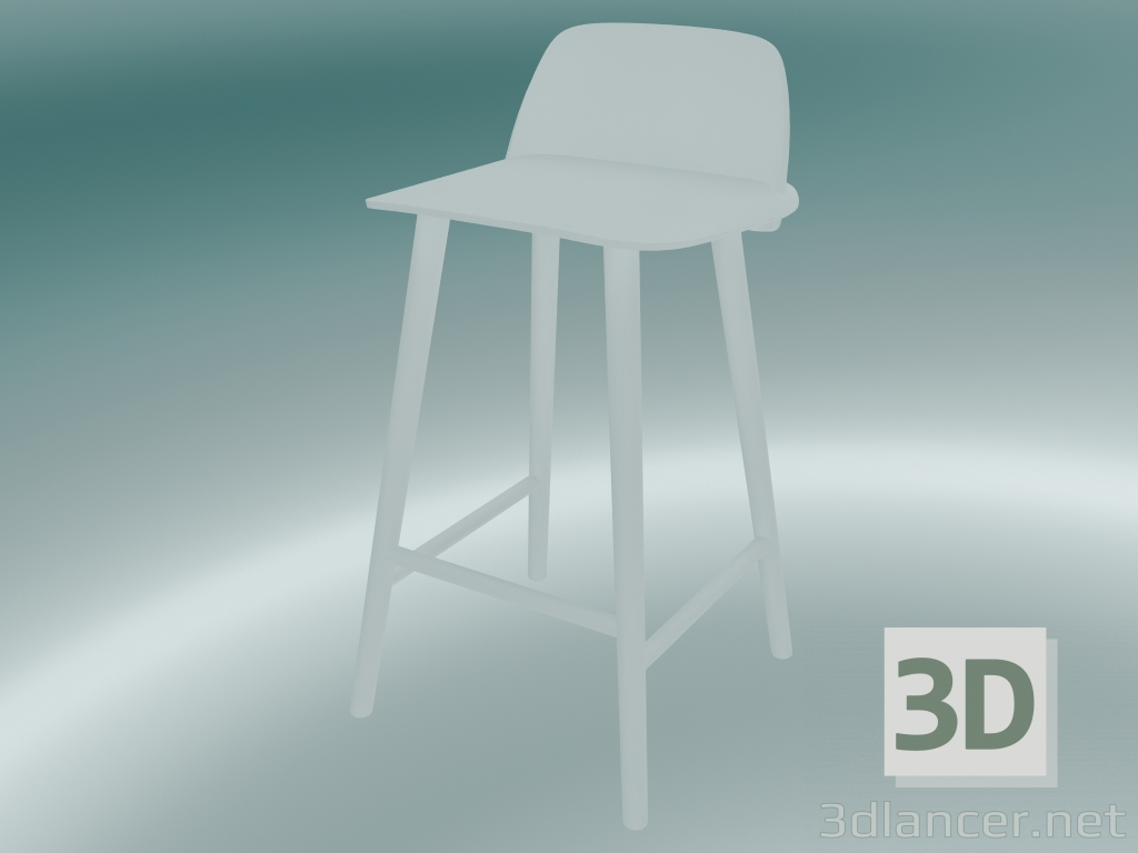 3d model Silla de bar Nerd (65 cm, blanco) - vista previa