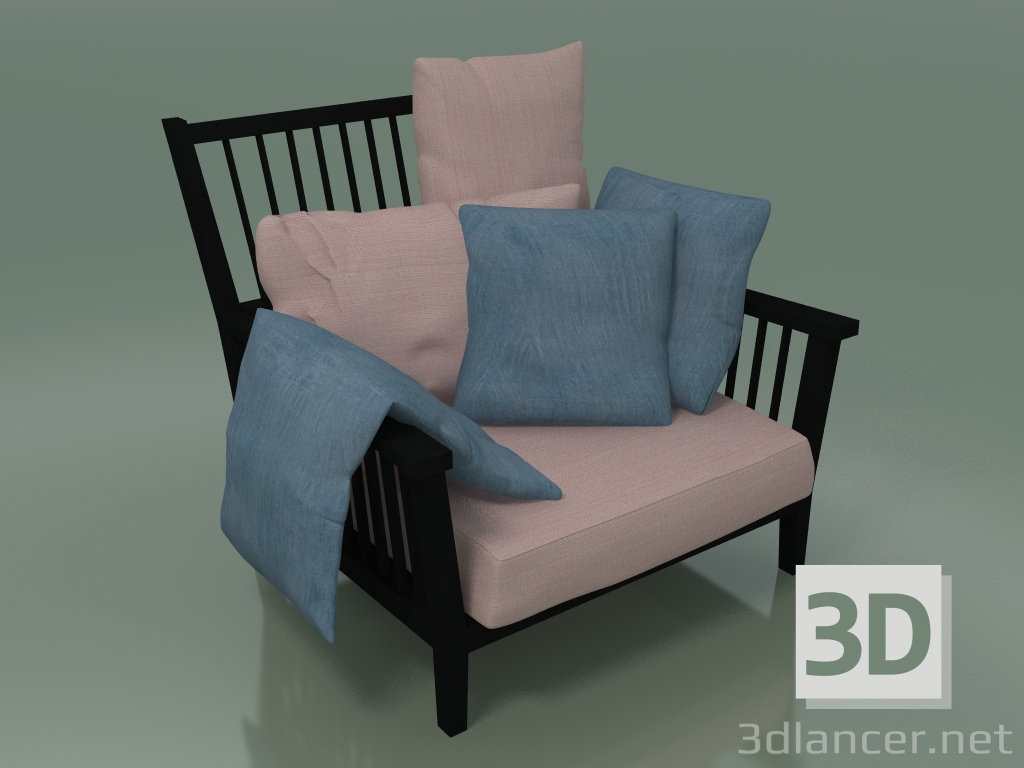 modèle 3D Chaise longue (01, noir) - preview