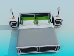 Double bed with bedside tables