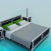 3d model Double bed with bedside tables - preview