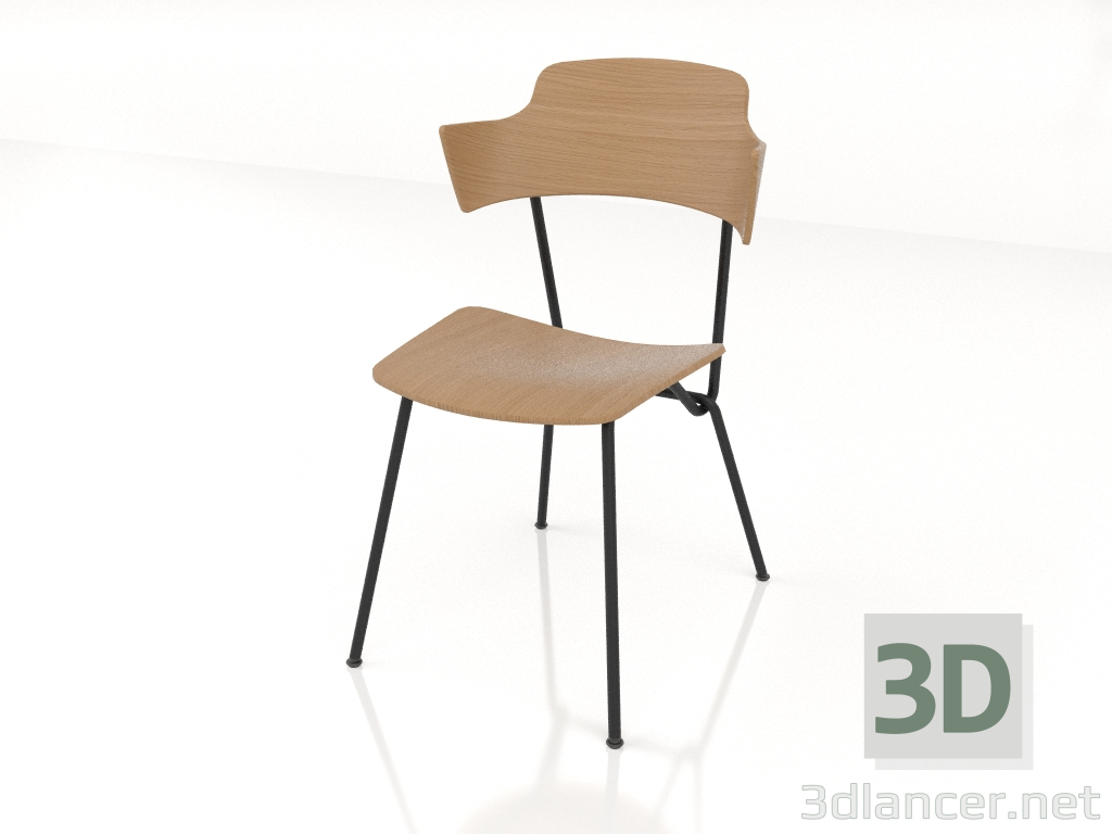 3d model Strain chair with plywood back and armrests h81 - preview