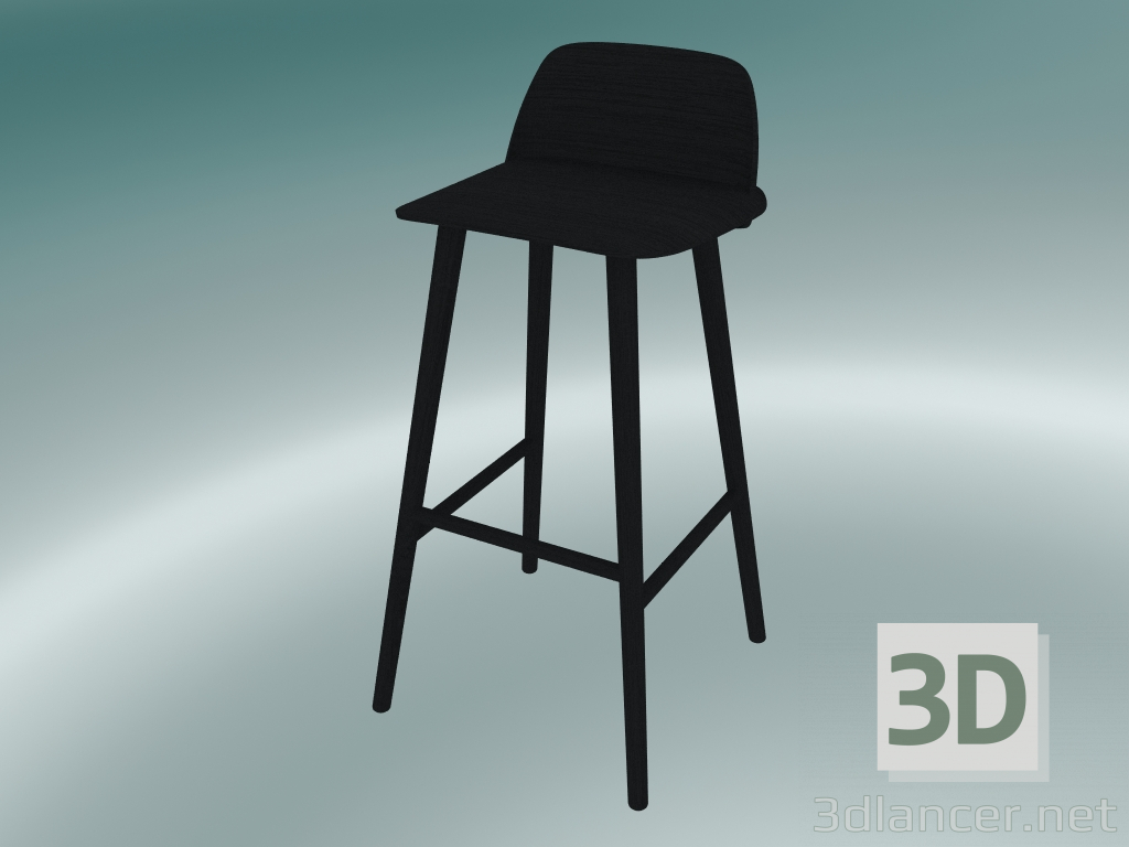 modello 3D Sgabello da bar Nerd (75 cm, Nero) - anteprima