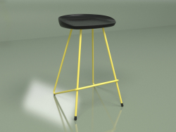 Media silla de bar Henry Hairpin (negro, amarillo)