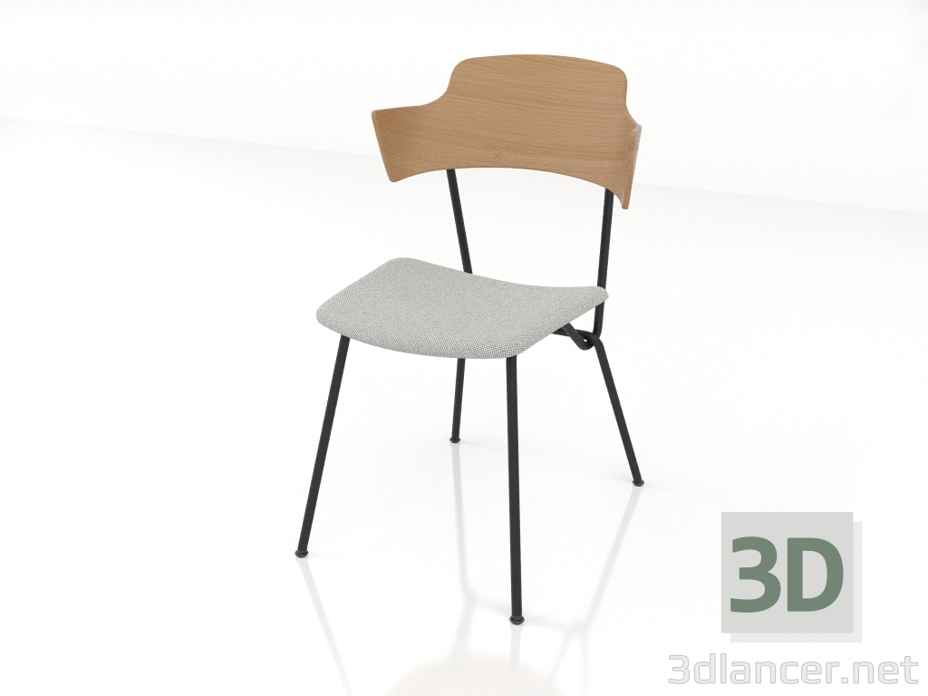 3d model Strain chair with plywood back, armrests and seat upholstery h81 - preview