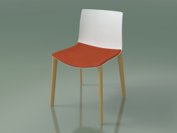 Silla 0308 (4 patas de madera, con una almohada en el asiento, roble natural, polipropileno PO00101)