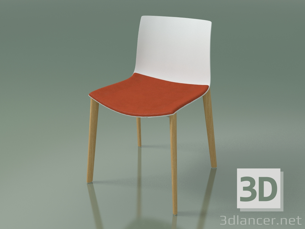 3D Modell Stuhl 0308 (4 Holzbeine, mit einem Kissen auf dem Sitz, natürliche Eiche, Polypropylen PO00101) - Vorschau