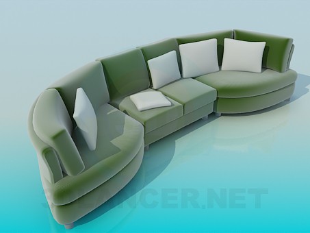 3d model Sofá semicircular - vista previa