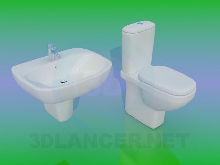 3D Modell WC mit Waschbecken - Vorschau