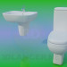 modèle 3D Toilette avec lavabo - preview