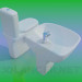 modèle 3D Toilette avec lavabo - preview