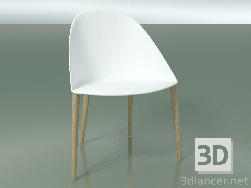 3d model Silla 2204 (4 patas de madera, polipropileno PC00001, roble blanqueado) - vista previa