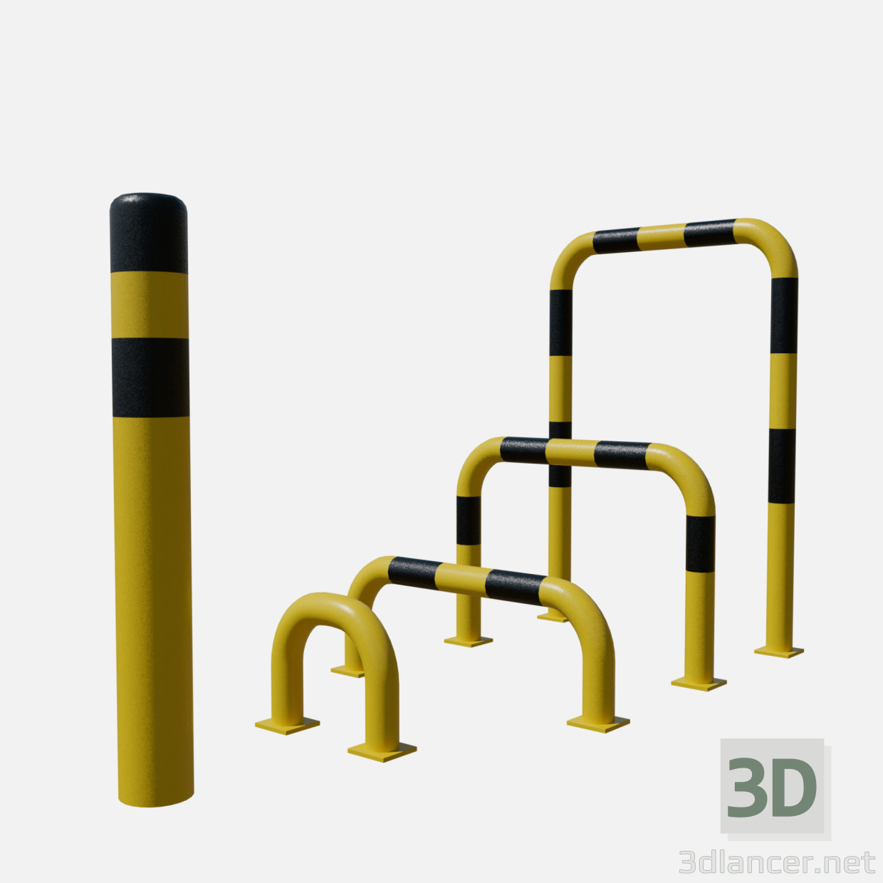 3d Road barrier collection model buy - render