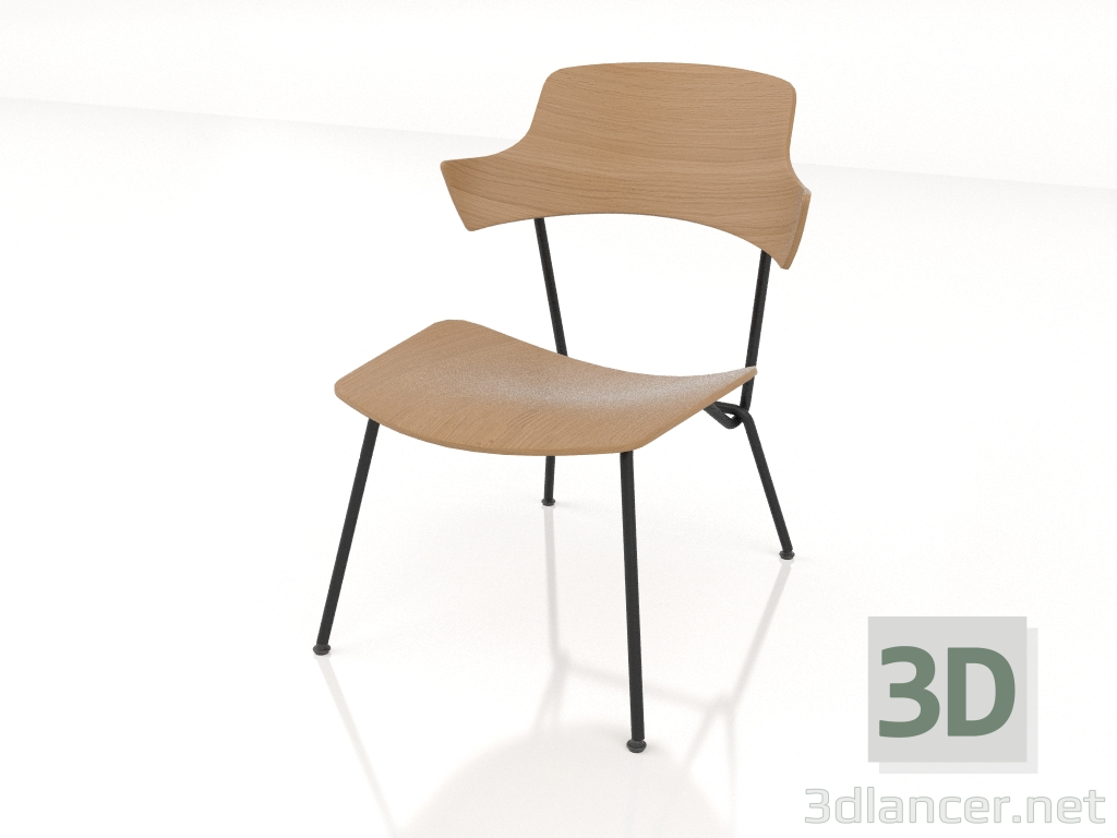 3d model Silla baja Strain con reposabrazos h77 - vista previa