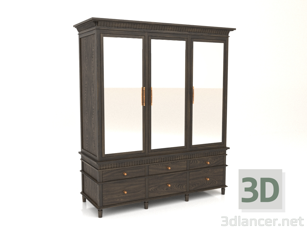 3d model Wardrobe (3 sections) - preview