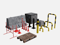 Coleção de barreiras rodoviárias 18 itens