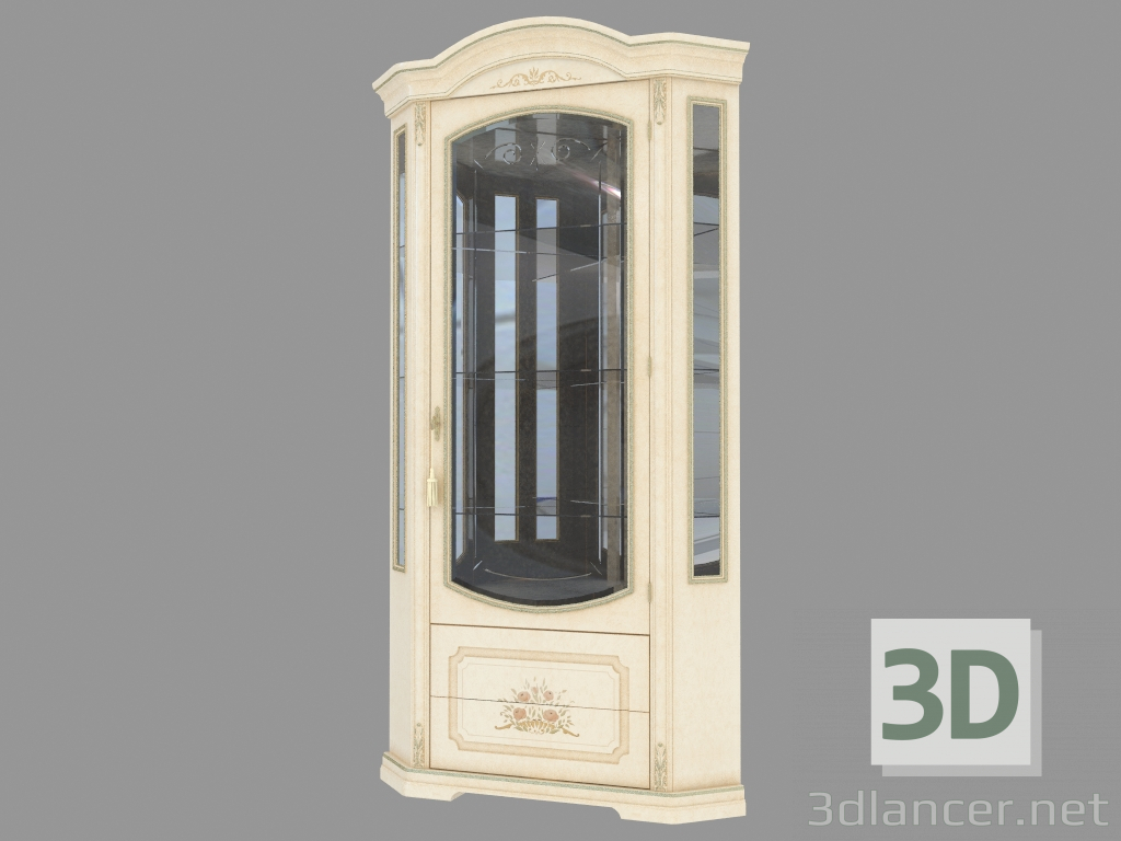 3d model Single door corner display case (883х2165х516) - preview