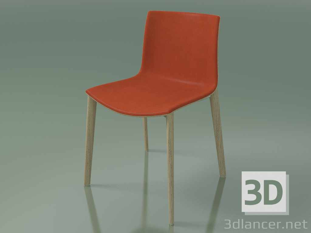 3d model Chair 0329 (4 wooden legs, with upholstery in the front, bleached oak) - preview