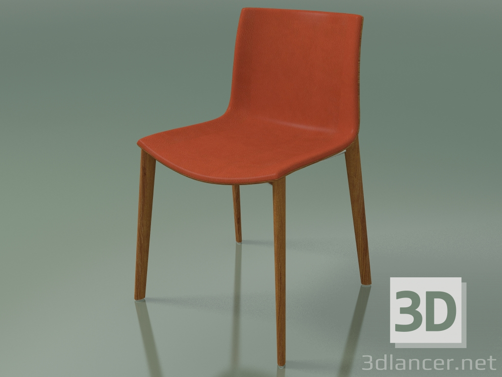 3d model Silla 0329 (4 patas de madera, con moldura frontal, efecto teca) - vista previa