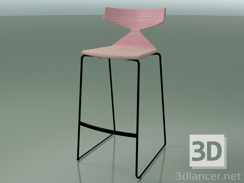 3d model Taburete de bar apilable 3713 (con cojín, rosa, V39) - vista previa