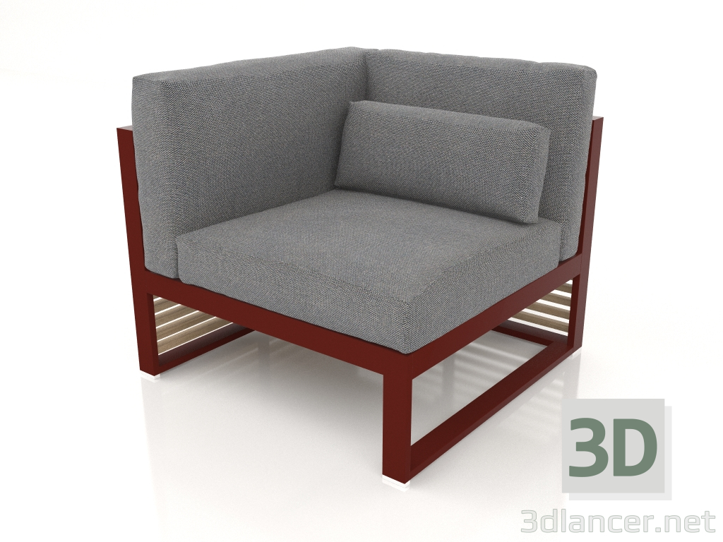 Modelo 3d Sofá modular, secção 6 esquerda, encosto alto (Vinho tinto) - preview