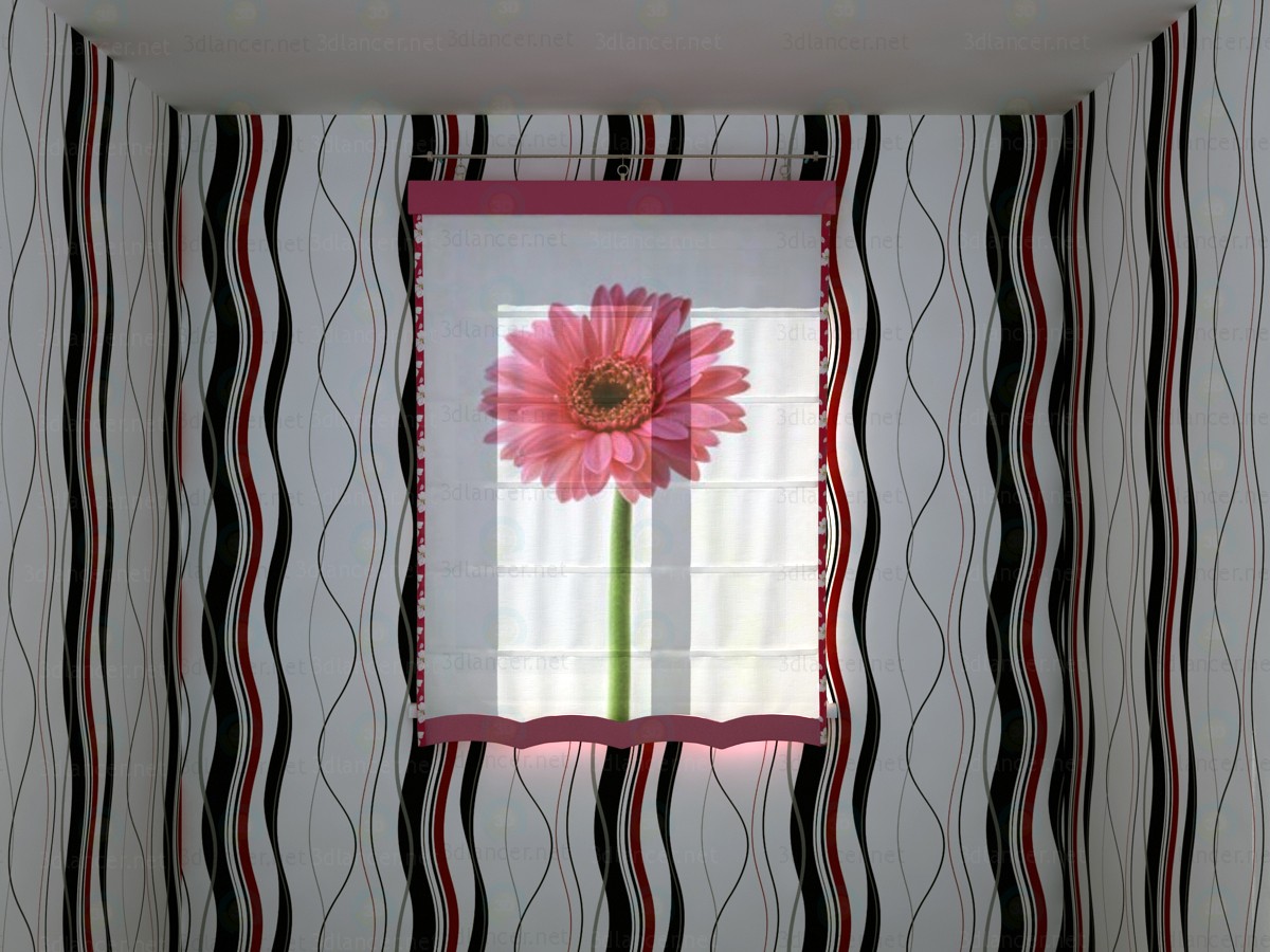 Roman Shade mit großen Blumenmuster 3D-Modell kaufen - Rendern