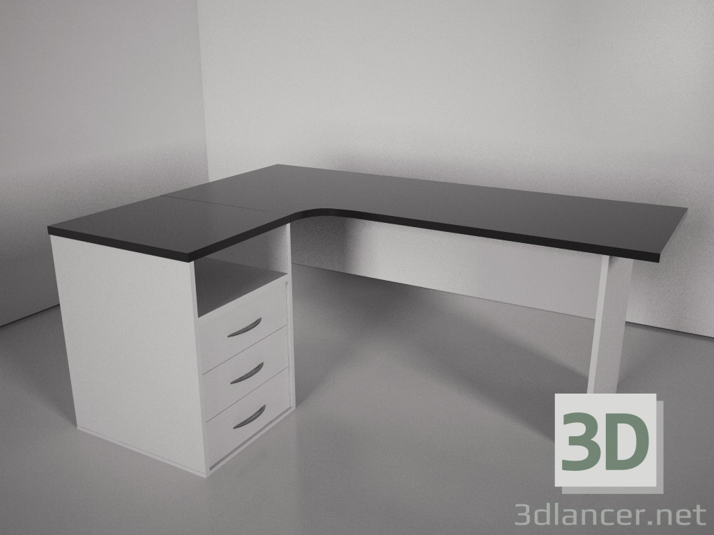 3d model computer desk - preview