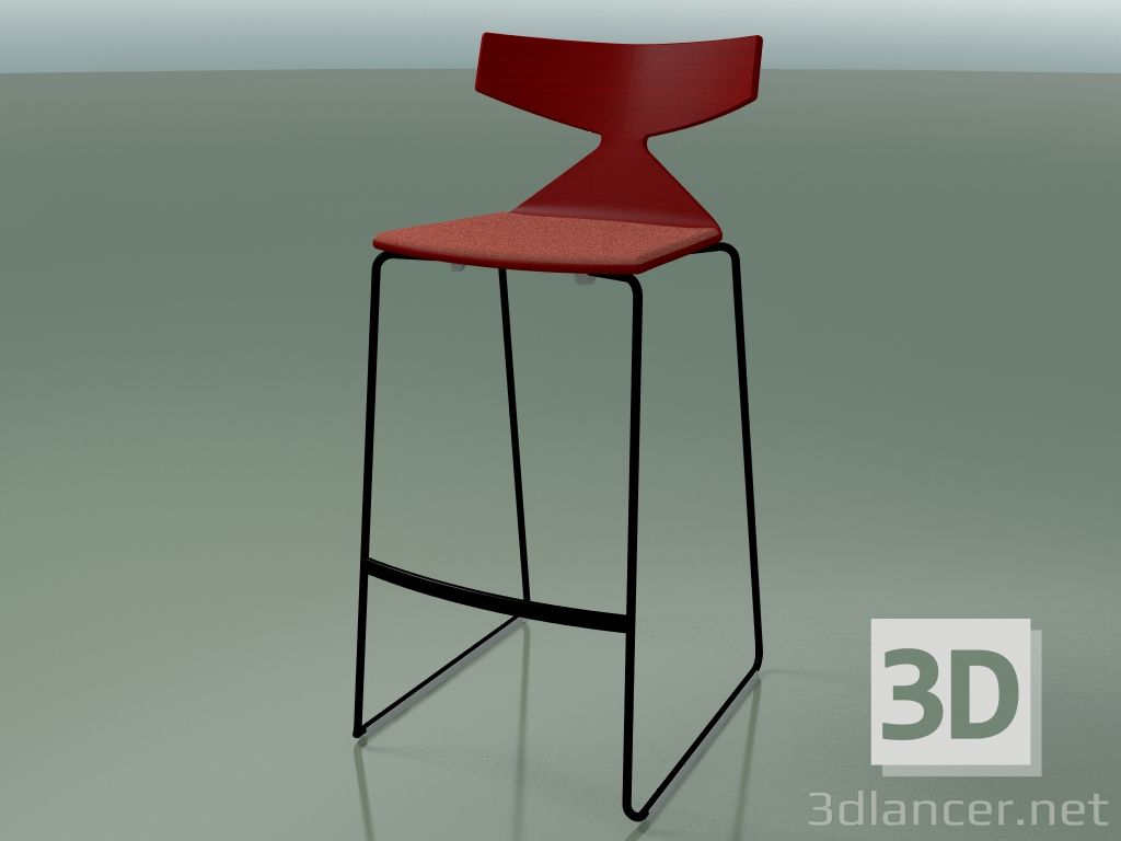 3d model Stackable Bar Stool 3713 (with cushion, Red, V39) - preview