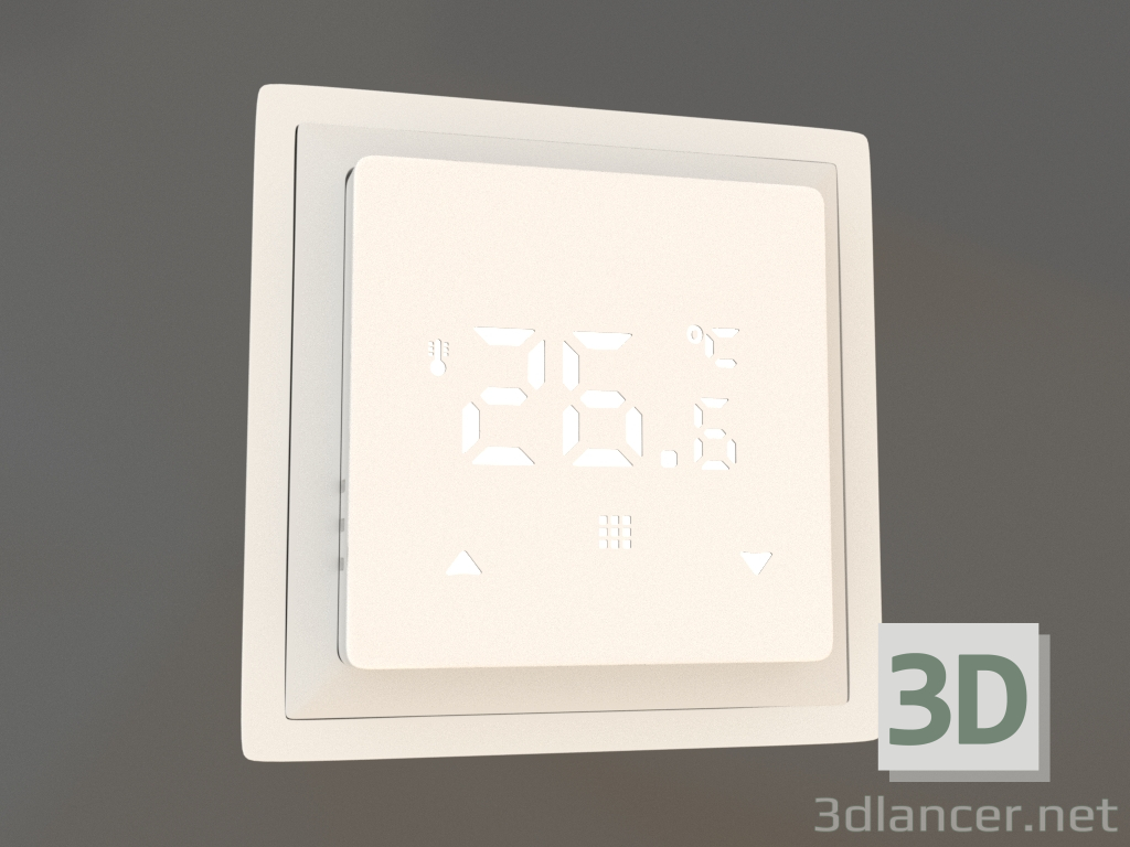 3D Modell Thermostat mit Bodensensor (programmierbar, 16 A, weißes Glas, weiß gefrostet, DTEF16W) R98 - Vorschau