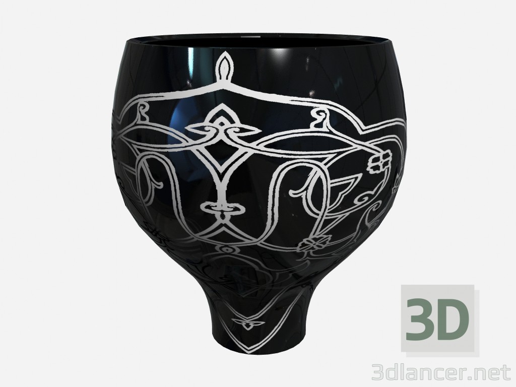 Modelo 3d Vaso cerâmico com estreito terreno vaso preto MOPEARL - preview