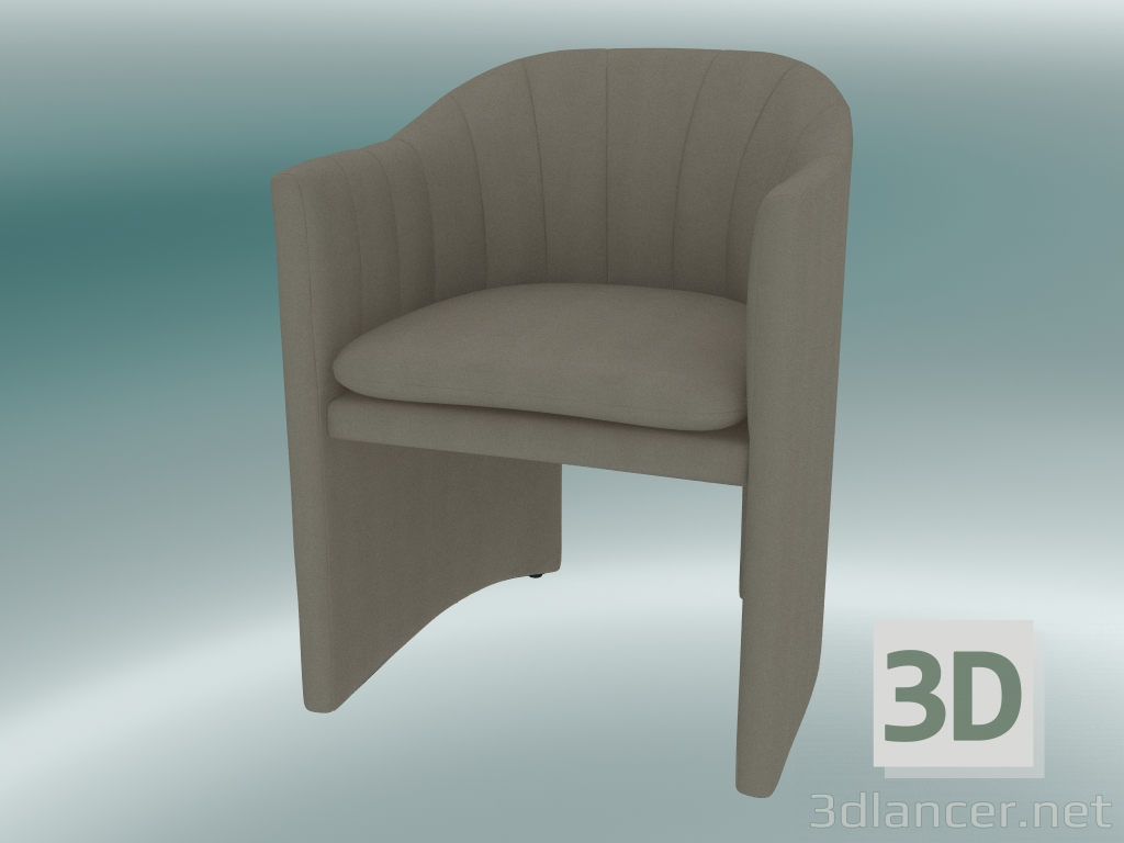 modello 3D Sedia da pranzo, mocassino da ufficio (SC24, H 79cm, 57x59cm, Velvet 13 Ivory) - anteprima