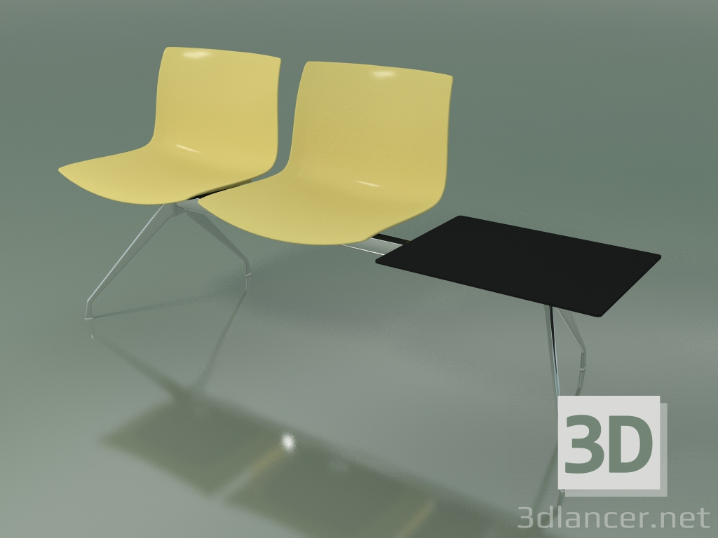 modèle 3D Banc 2036 (double, avec table, polypropylène PO00415) - preview