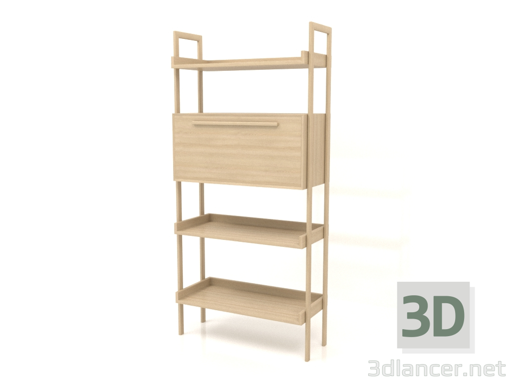 3d модель Стелаж ST 03 (з тумбою) (900х400х1900, wood white) – превью