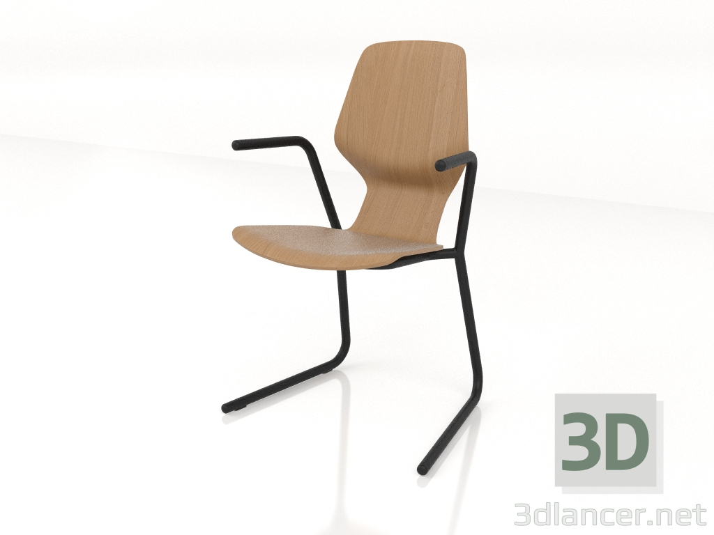 3d model Silla con patas voladizas D25 mm con reposabrazos - vista previa