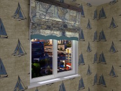 Roman shade in a nautical theme