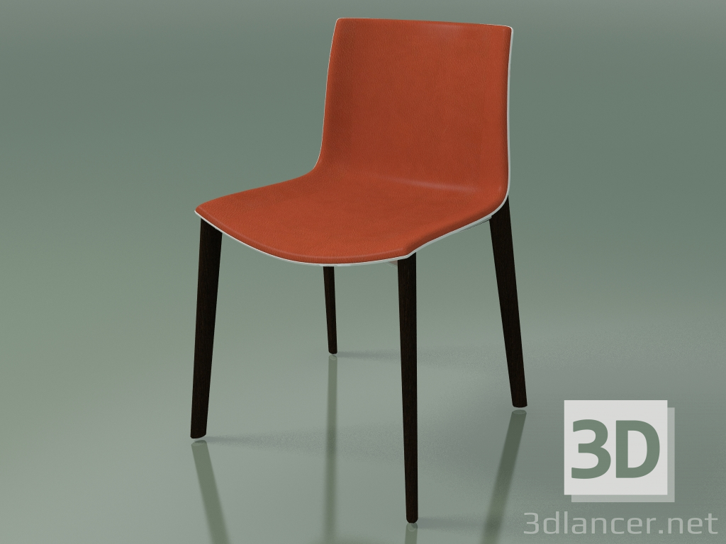 3d model Silla 0358 (4 patas de madera, con tapizado frontal, polipropileno PO00101, wengué) - vista previa