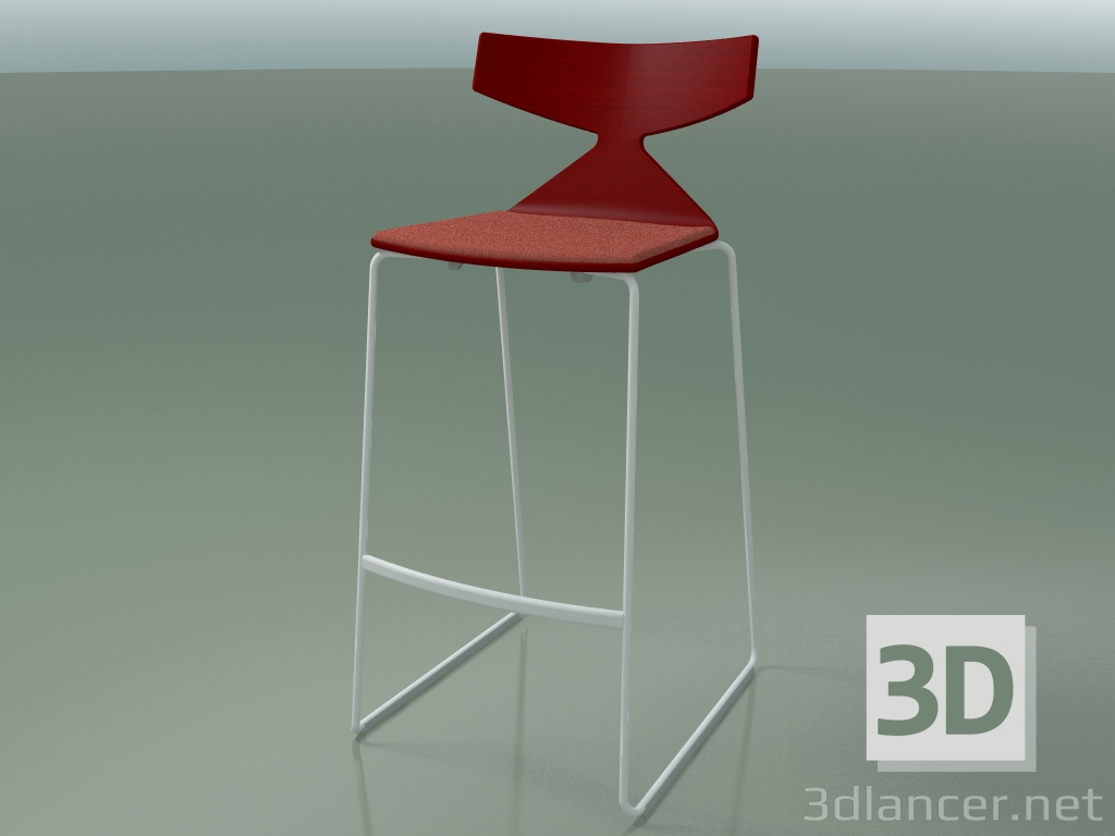 3d model Taburete de bar apilable 3713 (con cojín, rojo, V12) - vista previa