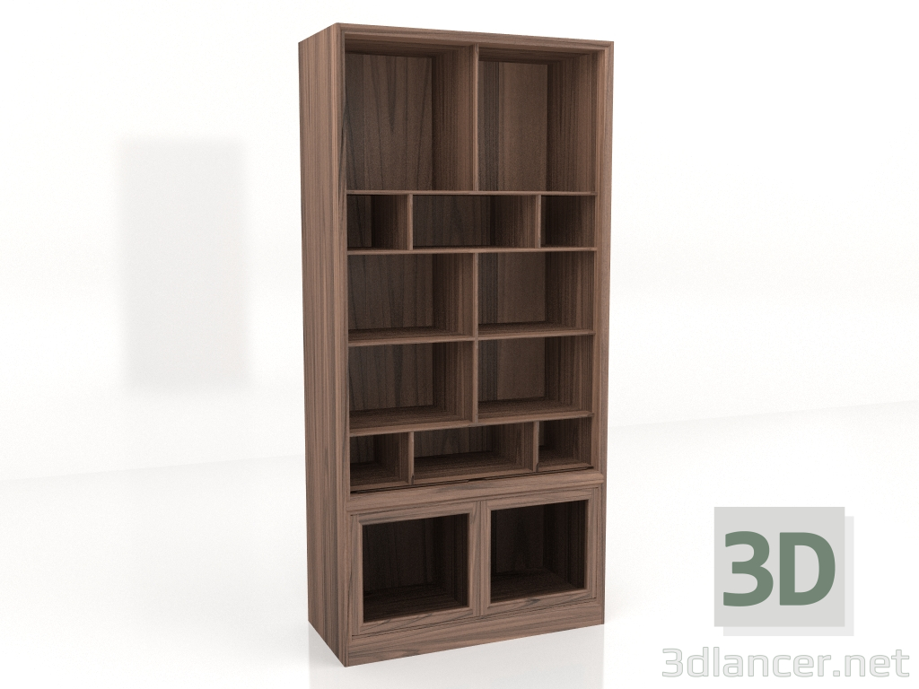 3D Modell Bibliotheksschrank mit Türen 100x46x210 - Vorschau