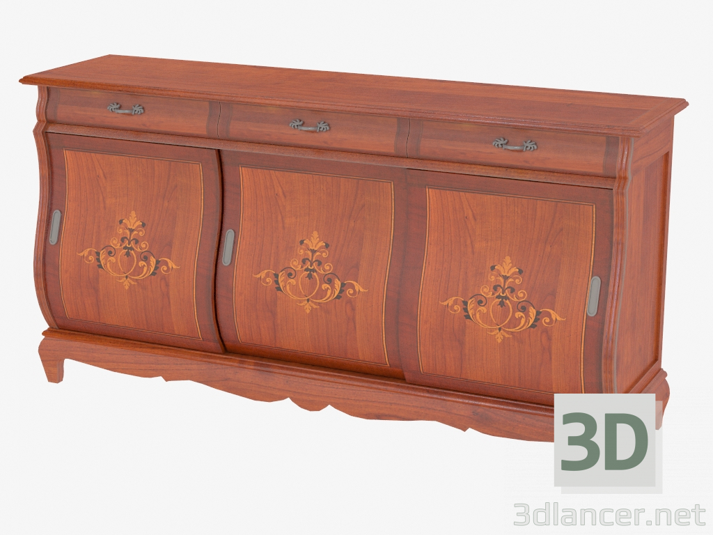 Modelo 3d Buffet de três portas com três gavetas MD402 - preview