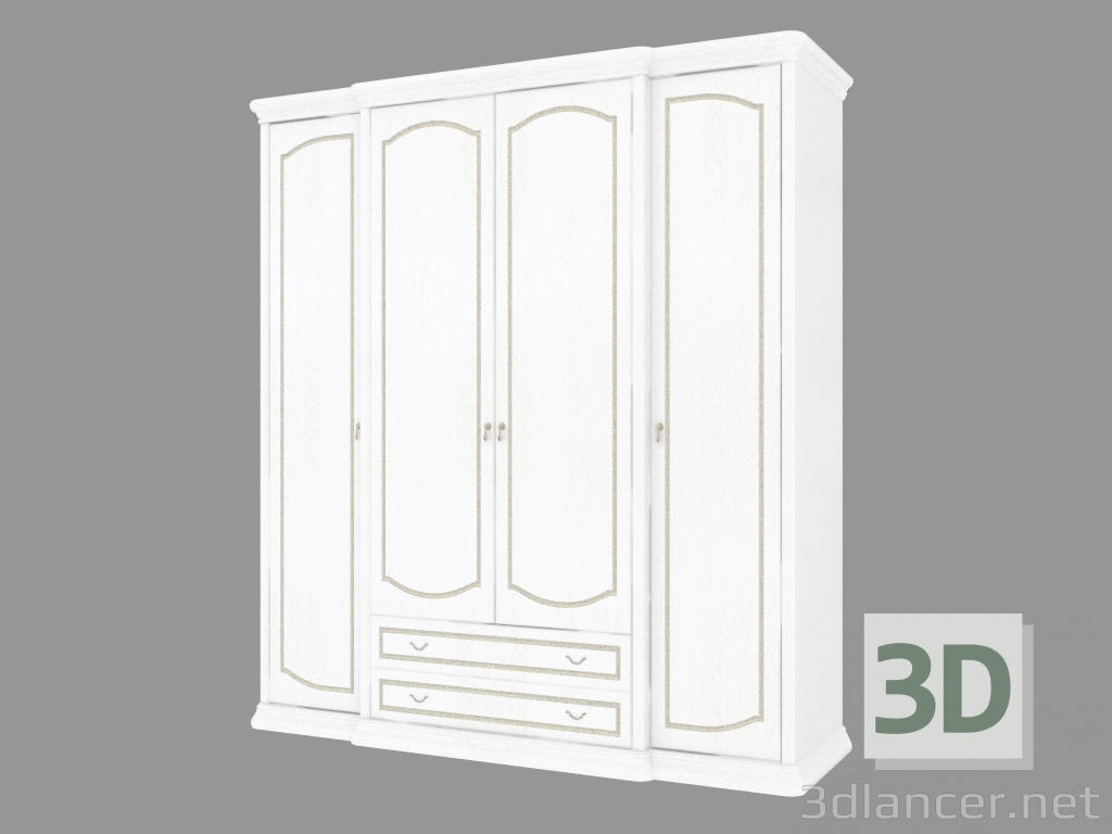 3d model Armario de 4 puertas con cajones (2124x2330x685) - vista previa