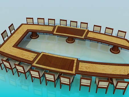 3d model A table for meetings - preview