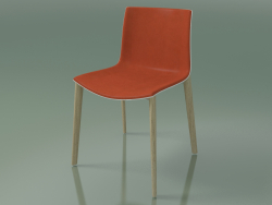 Silla 0358 (4 patas de madera, con tapizado frontal, polipropileno PO00101, roble blanqueado)