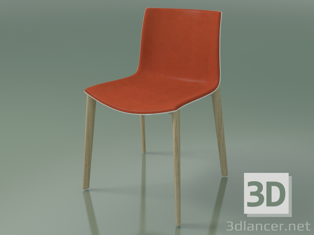 modèle 3D Chaise 0358 (4 pieds en bois, avec garniture avant, polypropylène PO00101, chêne blanchi) - preview