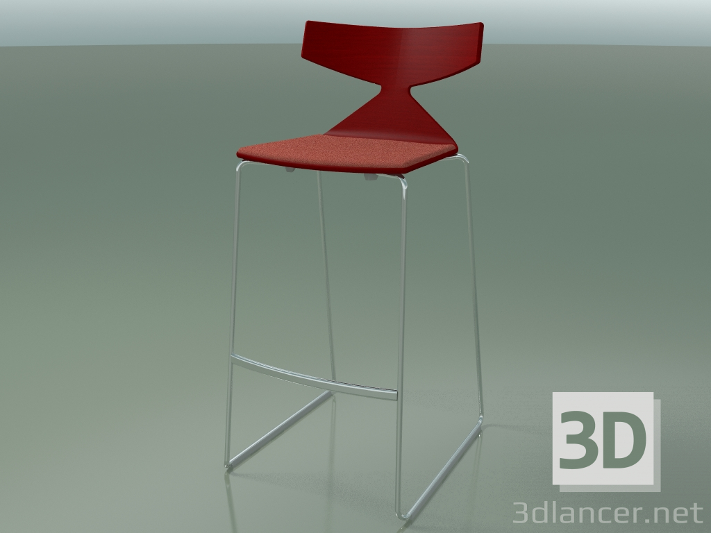 modèle 3D Tabouret de bar empilable 3713 (avec coussin, Rouge, CRO) - preview