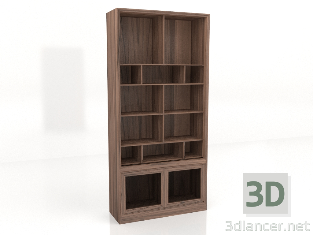 3D Modell Bibliotheksschrank mit Türen 100x36x210 - Vorschau