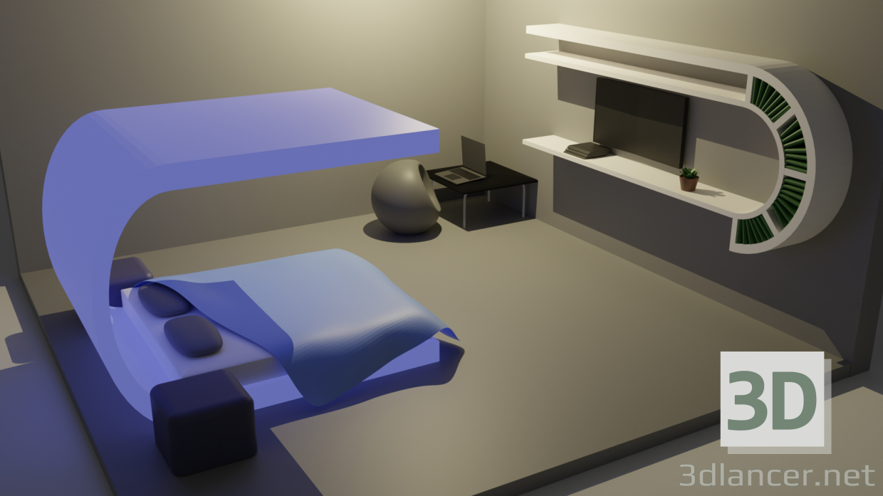 Modelo 3d sala - preview